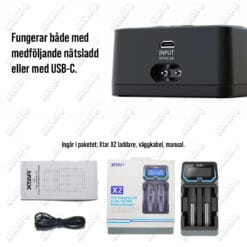 Xtar X2 - Batteriladdare för 18650, 20700, 21700 batterier